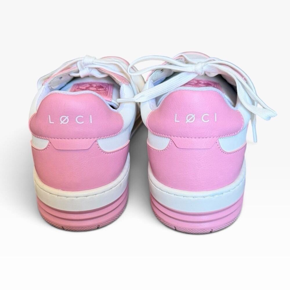 LOCI Nicki Minaj Sneaker White Pink Vegan Leather Low Top EU 42 Extra Laces NWOB - Picture 3 of 13